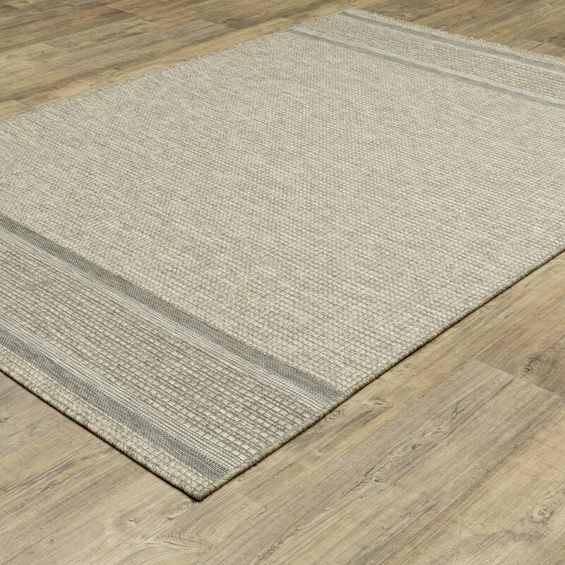 Vista Home Tangelo Banded Border Tan/Black Ultimate Performance Area Rug.