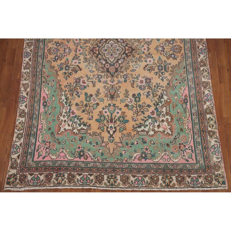 Hand Knotted Oriental 100% Wool Carpet Traditional Floral Oranges & Rust Hamedan Area Rug - 9' 1'' X 6' 0''