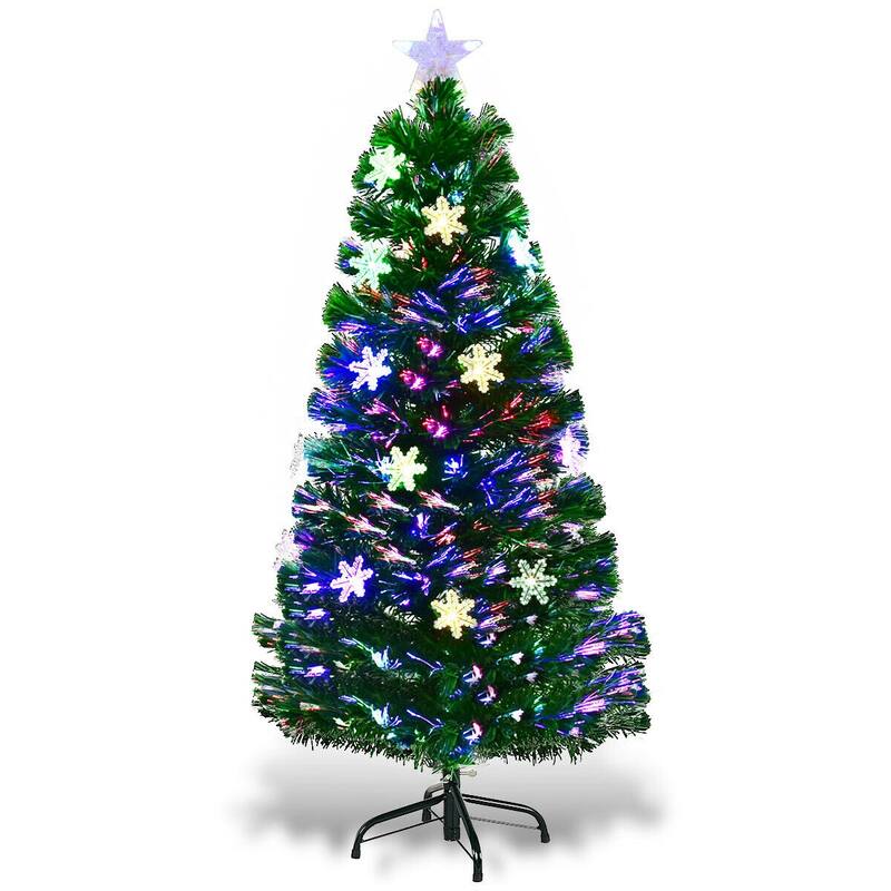 4 Feet LED Optic Artificial Christmas Tree with Snowflakes