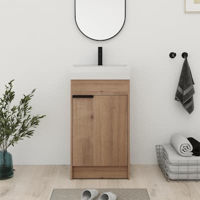 Bathroom Vanity With Sink In 16/18 Inch, Freestanding Bathroom Vanity With Soft Close Door