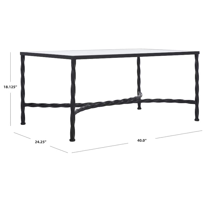 SAFAVIEH Couture Sedighe Glass Coffee Table - 40" W x 24" D x 18" H - 40"W x 24"D x 18"H - Black
