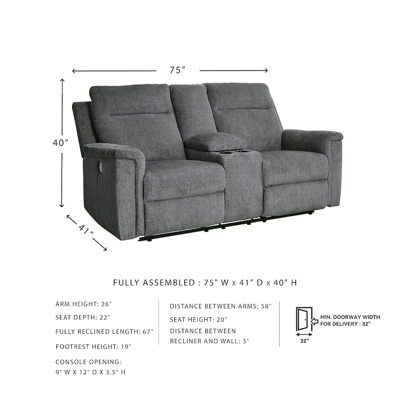 Signature Design by Ashley Barnsana Power Reclining Loveseat with Console