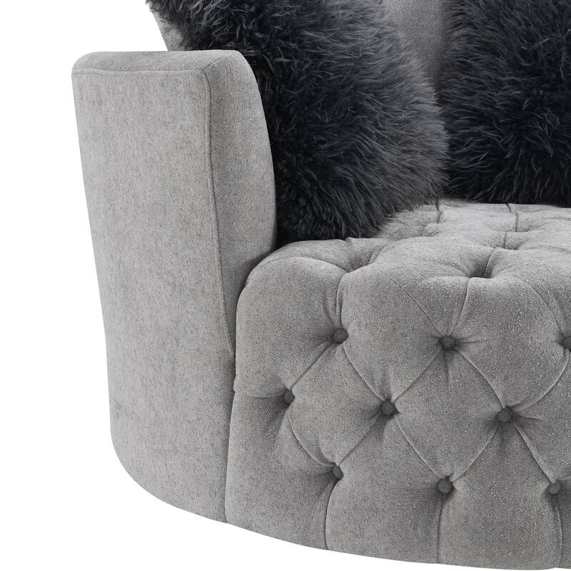 Furniture of America Arven Modern 45-inch Fabric Button Tufted Swivel Accent Chair