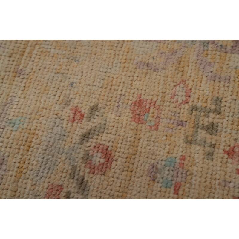 Hand Knotted Oriental 100% Wool Carpet Traditional Floral Yellow & Gold Ziegler Runner Rug - 9' 9'' X 3' 0''