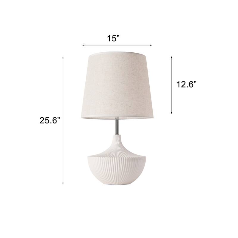 Pasargad Home Jade Ceramic Fluted Base Table Lamp - 15" x 25.6"