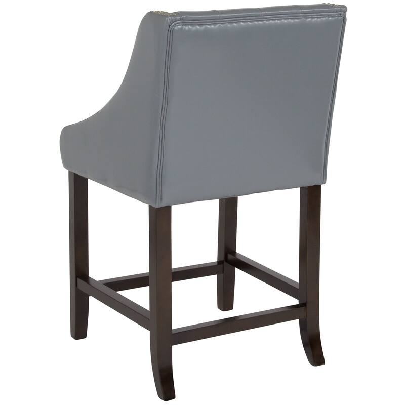 Transitional Tufted Upholstered/Walnut Finish Counter Stool (Set of 2)