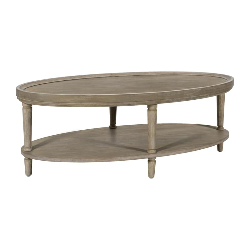 Martha Stewart Bedford Ayanna Oval Coffee Table with Shelf - 48"W x 24"D x 17"H