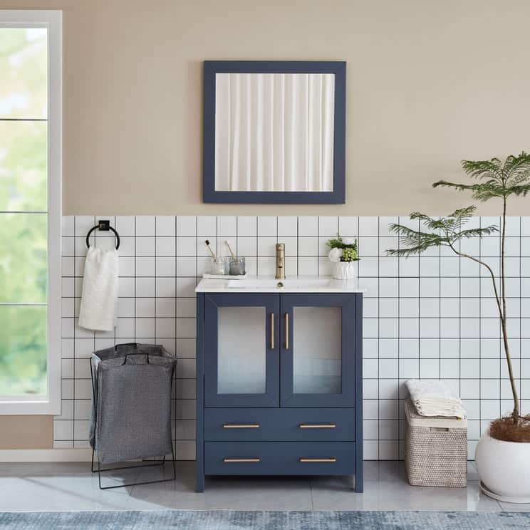 Vanity Art 30-in. Single-sink Bathroom Vanity w/ Wall Mirror - 29.1 W x 18.1 D x 35.8 H