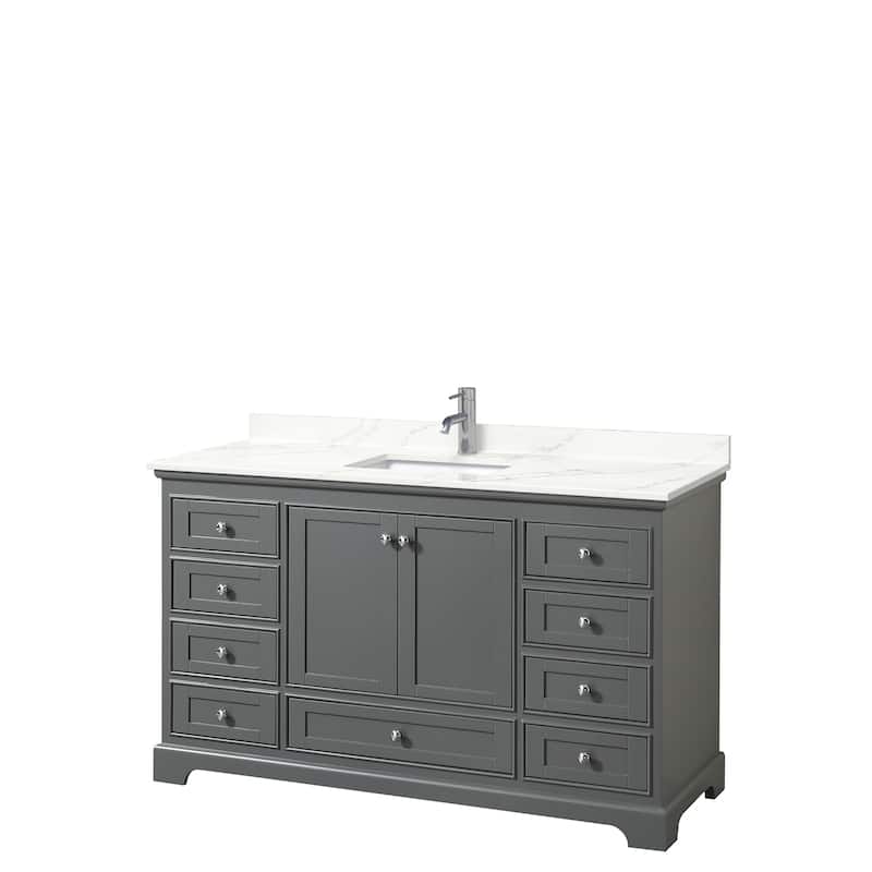 Deborah 60-inch Single Vanity, Quartz Top - Dark Gray, Chrome Trim, Giotto Quartz Top