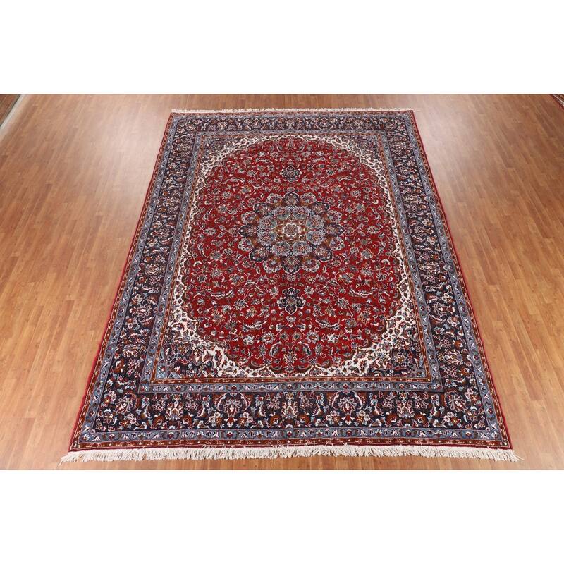 Traditional Red Kashan Turkish Area Rug Oriental Machine-Made Carpet - 9'9" x 12'11"