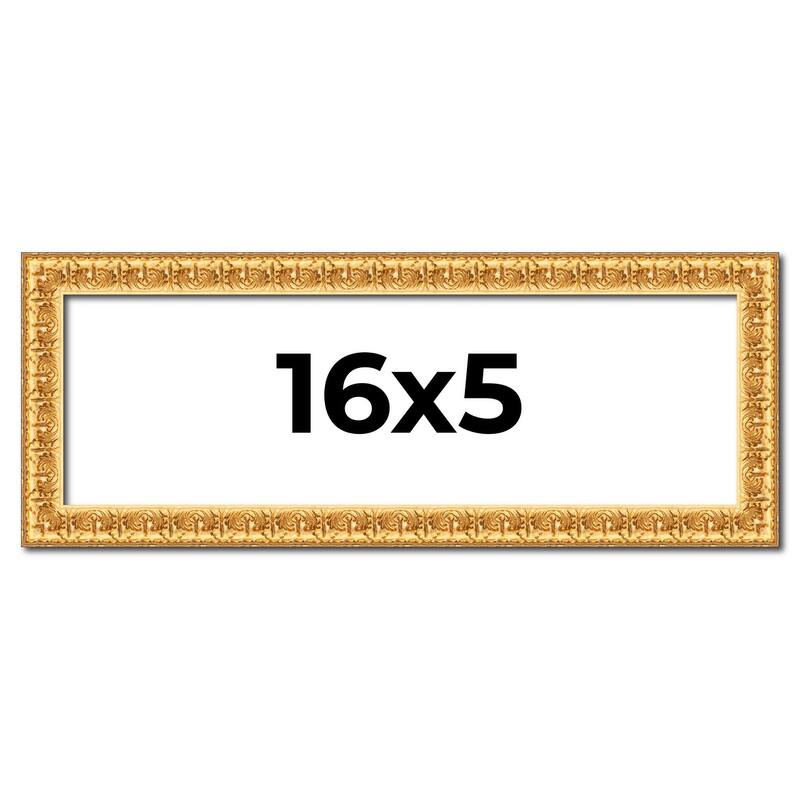 16x5 Frame Gold Real Wood Picture Frame Width 1 inches | Interior