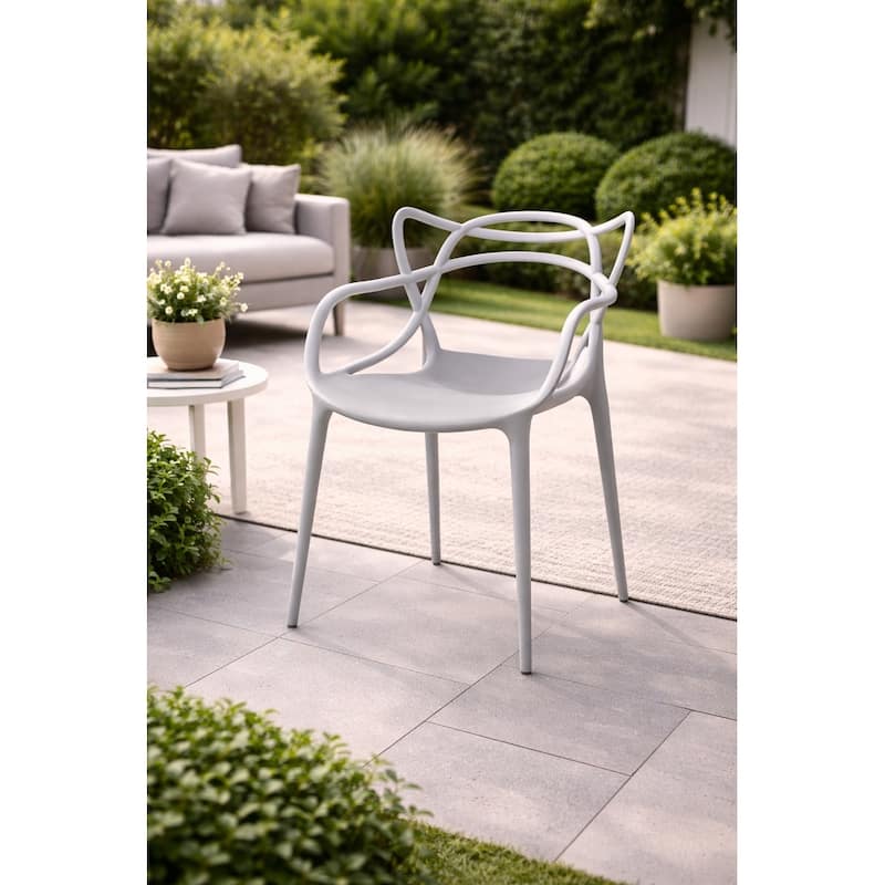 Set of 4 Modern Stackable Dining Chairs, Contemporary Plastic Patio Chair for Indoor Kitchen or Outdoor use, Green