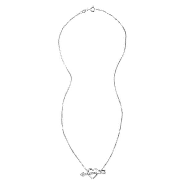 Heart & Arrow Necklace with Diamonds in Sterling Silver Heart & Arrow Necklace with Diamonds in Sterling Silver