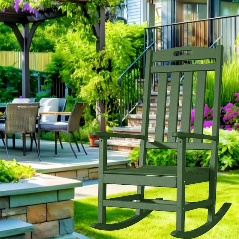 Polydun Outdoor Plastic Rocking Chair - Dark Green 