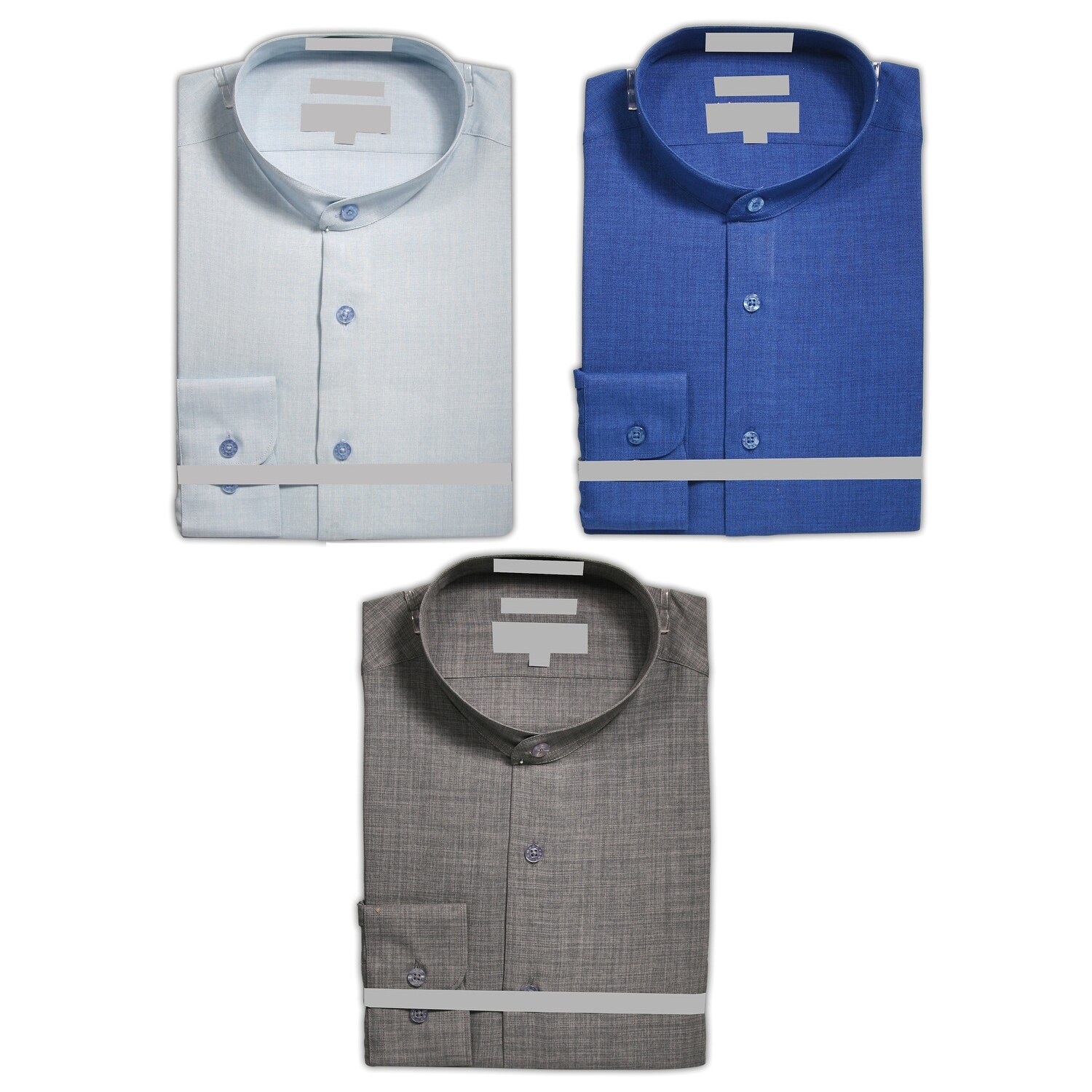 slim fit collarless dress shirt