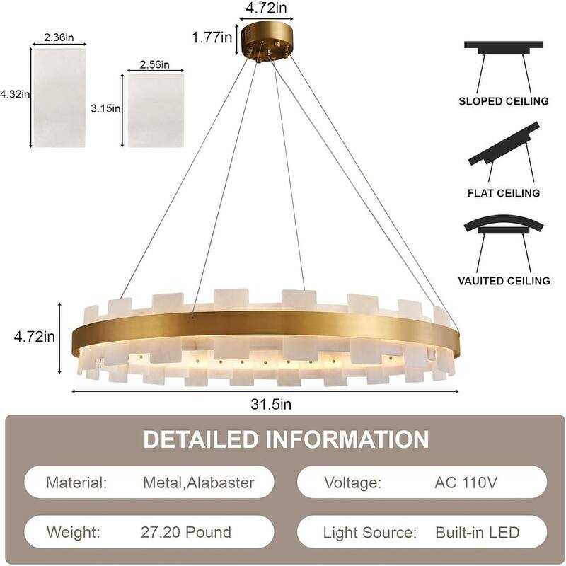 Light luxury marble ring pendant lamp