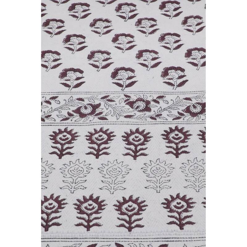 Fabdivine Rohini Handwoven Cotton Blanket- Stylish Block Print Throw for Home Decor & Bed Cover with Handcrafted Fringe, 90"x54"