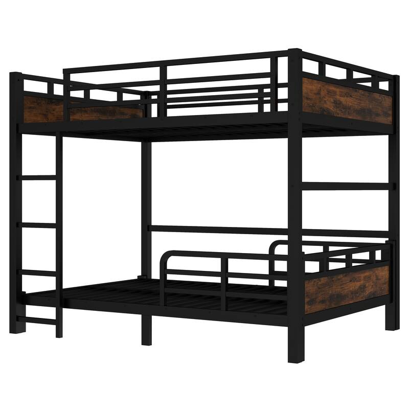 Full XL/Twin XL /Full Metal Bunk Bed, Separable Loft Bed & Platform Bed with Raised Security Fence