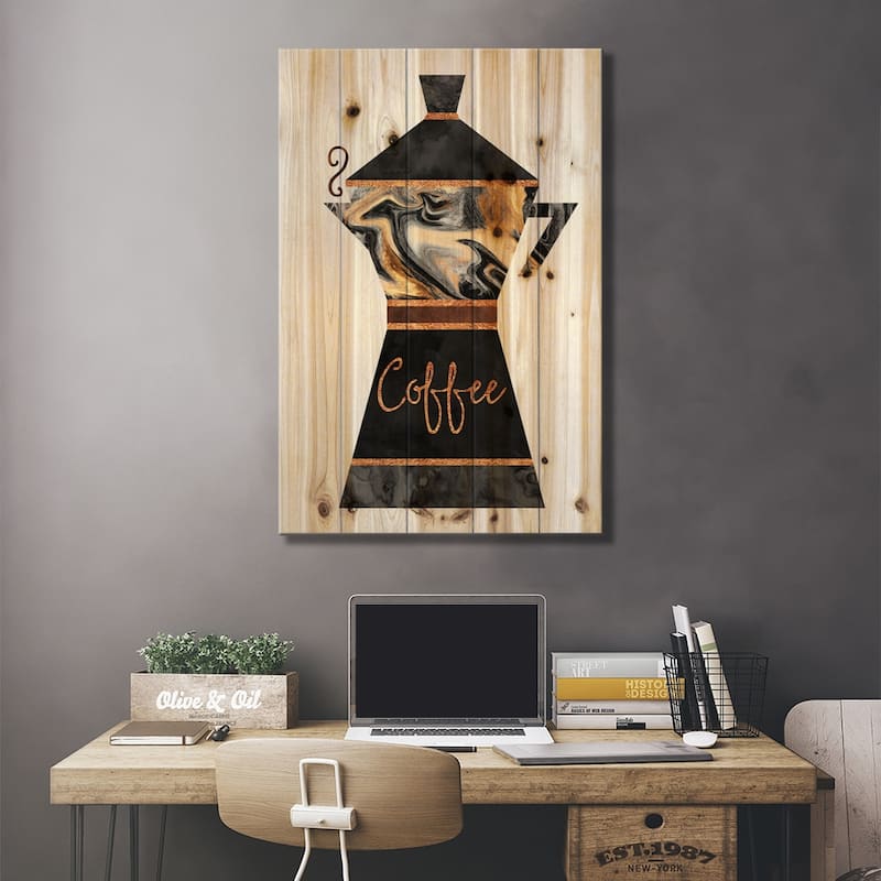 Coffee Print On Wood by Elisabeth Fredriksson - Multi-Color