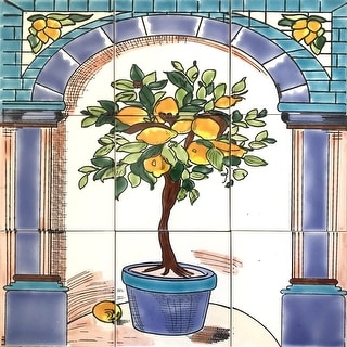 18x18 Lemon Tree Kitchen Backsplash 9pc Ceramic Tile Wall Mural - On ...