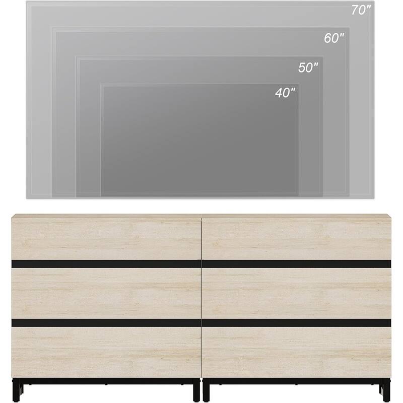 WAMPAT Modern TV Stand with Drawers and Metal Base