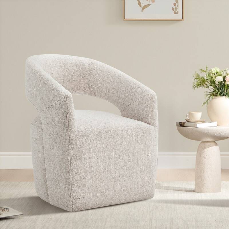 Spruce & Spring Joey Barrel Accent Chair with Casters for Living Room, Office, or Reading Nook