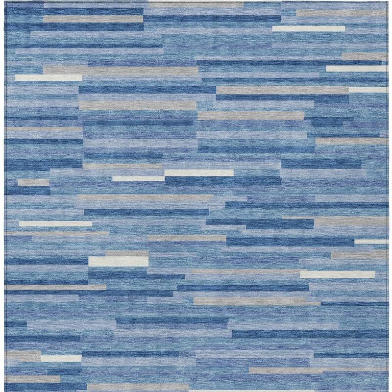 HomeRoots Striped Transitional Rectangle Outdoor Rug