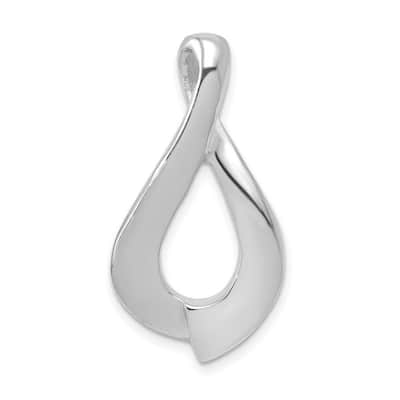Curata 14k White Gold Solid Polished Geometric Slide Pendant Necklace (16mm x 21mm)
