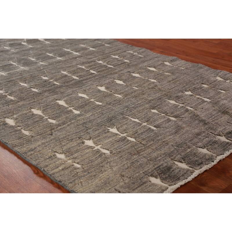 Trellis Gray Gabbeh Oriental Rug Hand-Knotted Wool Carpet - 3'9"x 5'10" - 3'9"x 5'10" - Grey