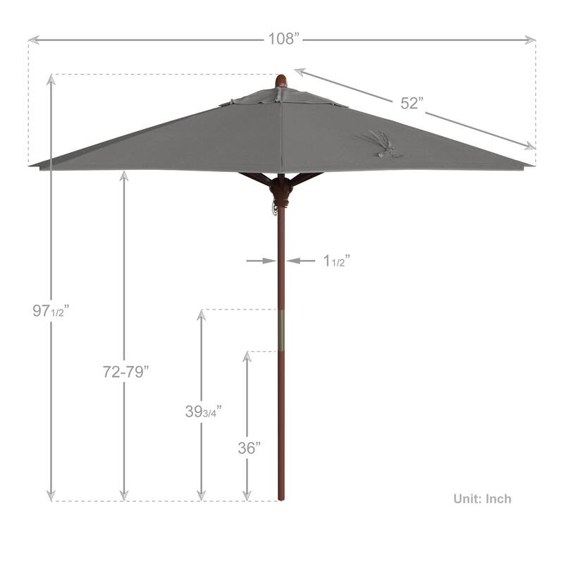 California Umbrella 9ft Marenti Wooden Sunbrella Patio Umbrella with Sunbrella Fabric, Base Not Included