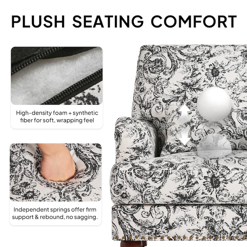Mid Century Chenille Upholstered Accent Chair with Nailhead Trim