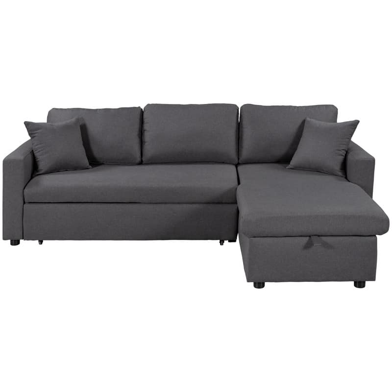 87.44" Upholstery Sectional Sofa Sleeper with Storage Space, 2 in 1 Pull-Out Sofa Bed