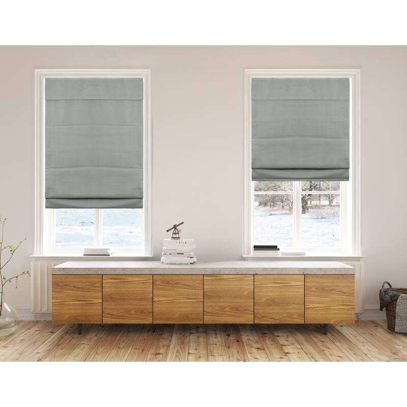 Cordless Slow Release Blackout Roman Shade in Cream/Gray