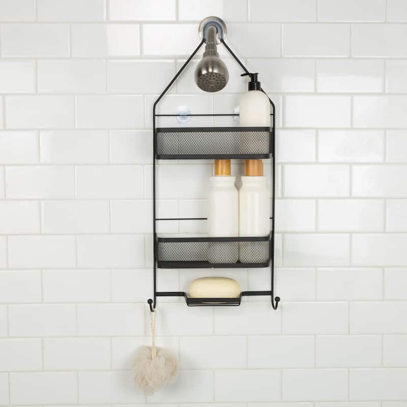 Bath Bliss Mesh Collection Deluxe Shower Caddy in Matte Black - 10.5"x 4.6"x 25.5"
