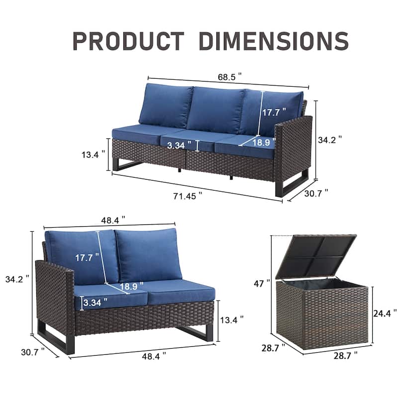 Gymojoy 5 Person All-Weather Wicker Outdoor Patio Sofa Set With Cushions