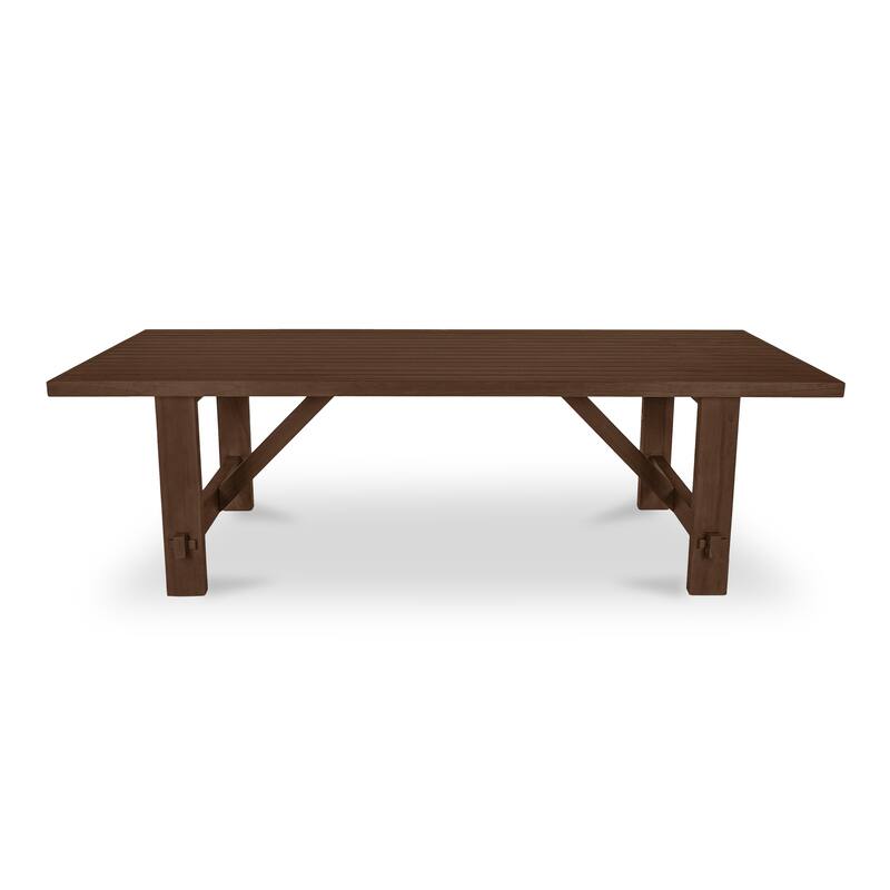 NADAAL STUDIOS Zirelle Outdoor Dining Table, Traditional Slatted Top, FSC Certified Solid Teak, Seats 8-10, Brown
