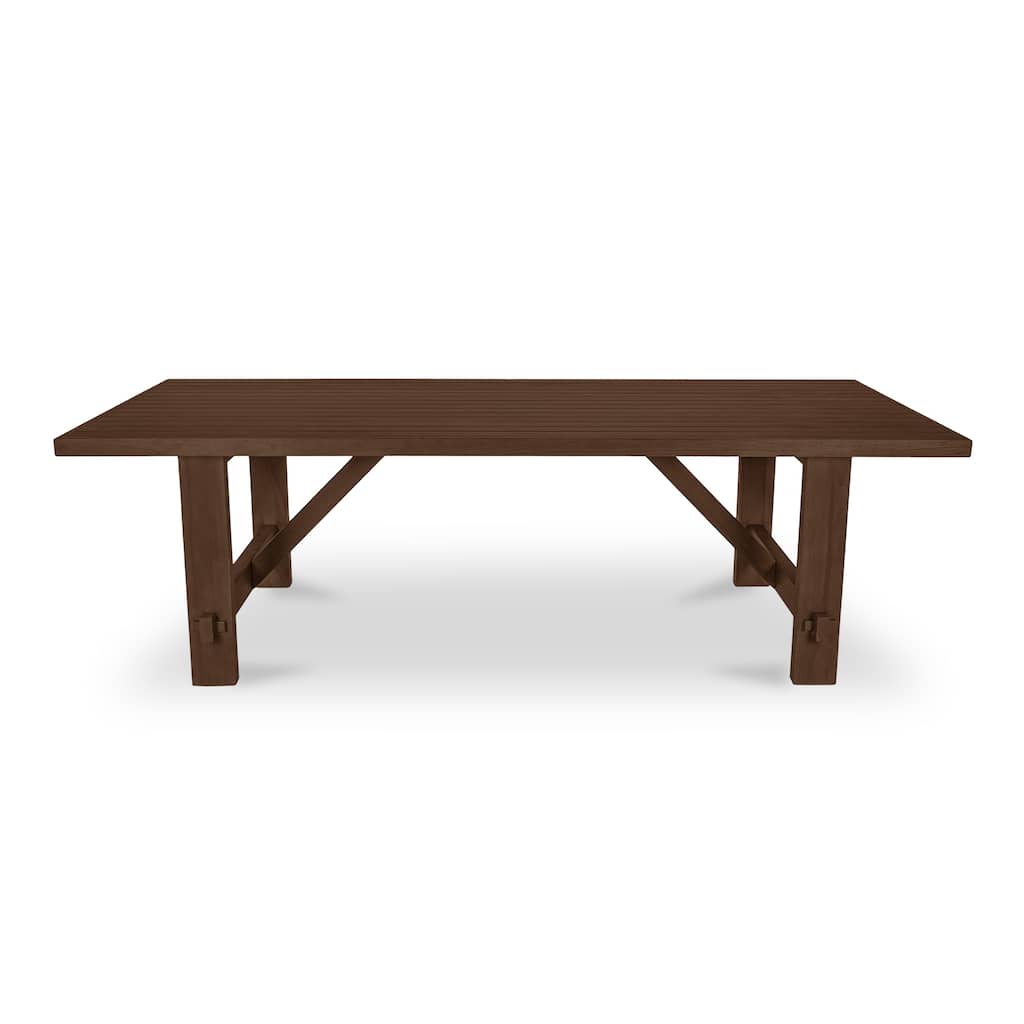 NADAAL STUDIOS Zirelle Outdoor Dining Table, Traditional Slatted Top, FSC Certified Solid Teak, Seats 8-10, Brown