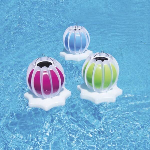 Shop Set Of 2 Blue And White Floating Or Hanging Solar Powered
