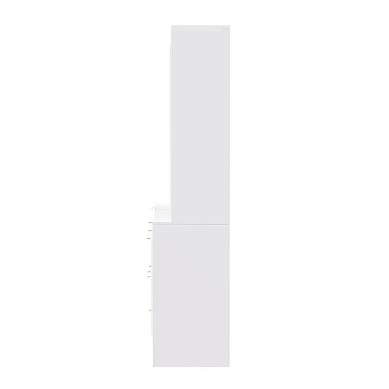 Roomfitters 4-Piece Entertainment Wall Unit for up to 70 Inch TV, Media Storage Cabinet with Shelves and Fluted Panels, White