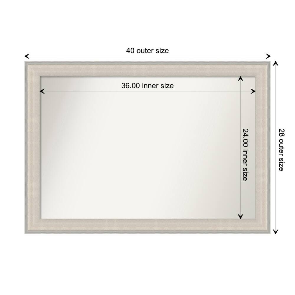 Cottage White Silver Non-Beveled Wood Framed Bathroom Vanity Wall Mirror - Cottage White Silver