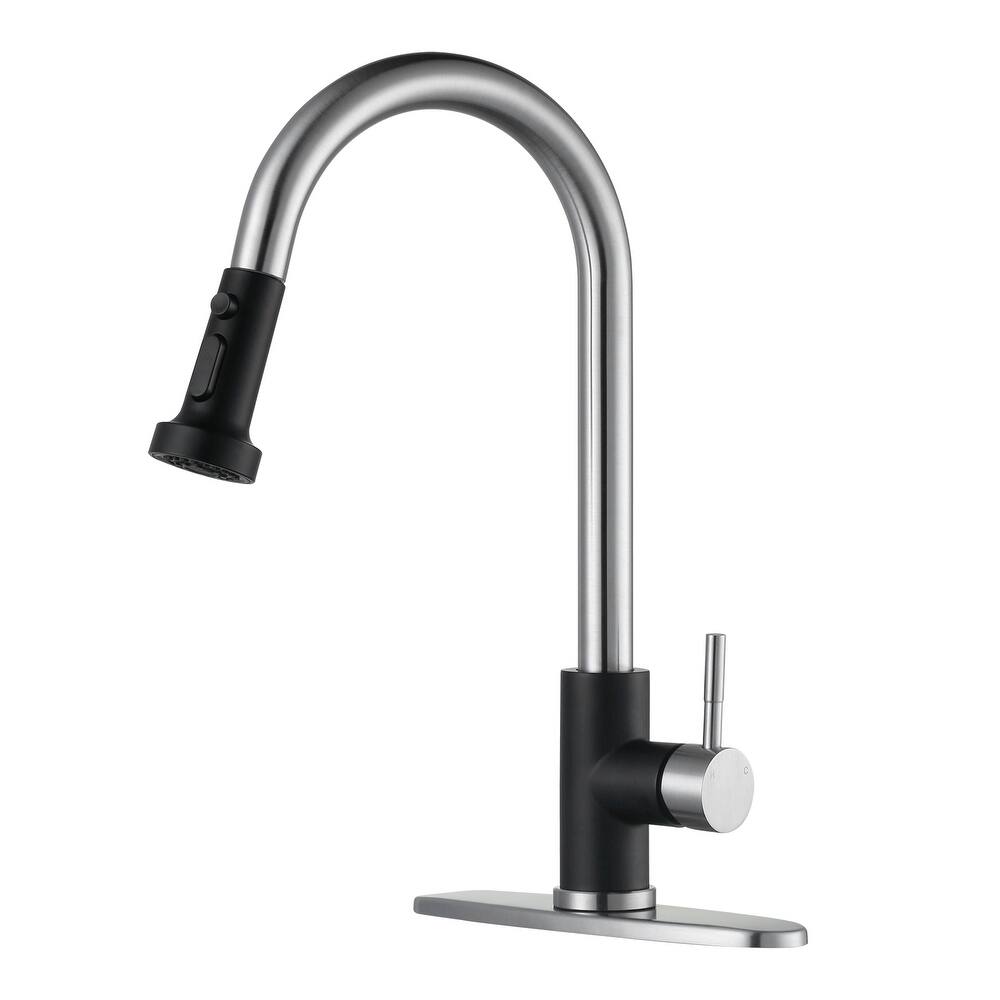 WOWOW Single Handle Pull Down Sprayer Kitchen Faucet