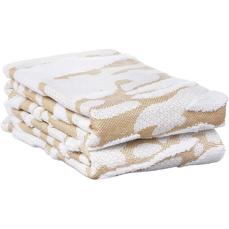 Violet Linen Marquis Pattern, 100% Cotton Highly Absorbent Jacquard Fashion Towel, 20" X 30", Hand Towels, Set of 2 - 20" X 30" - Gold
