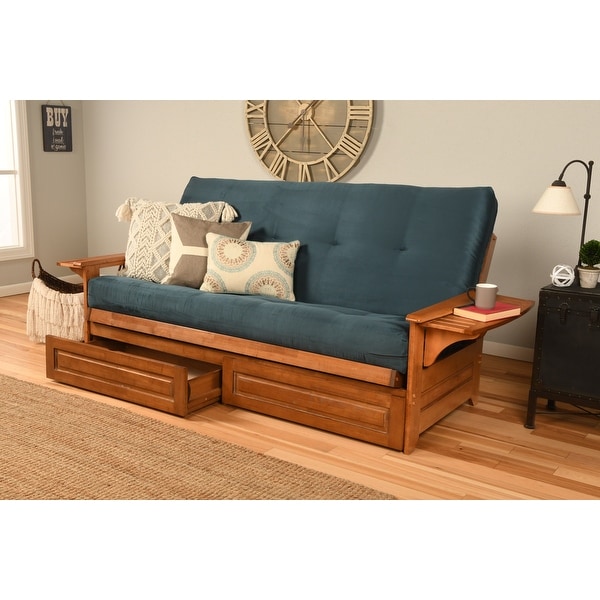 Copper Grove Dixie Oak Full size 2 drawer Futon Set with Mattress On Sale Bed Bath Beyond 8366442