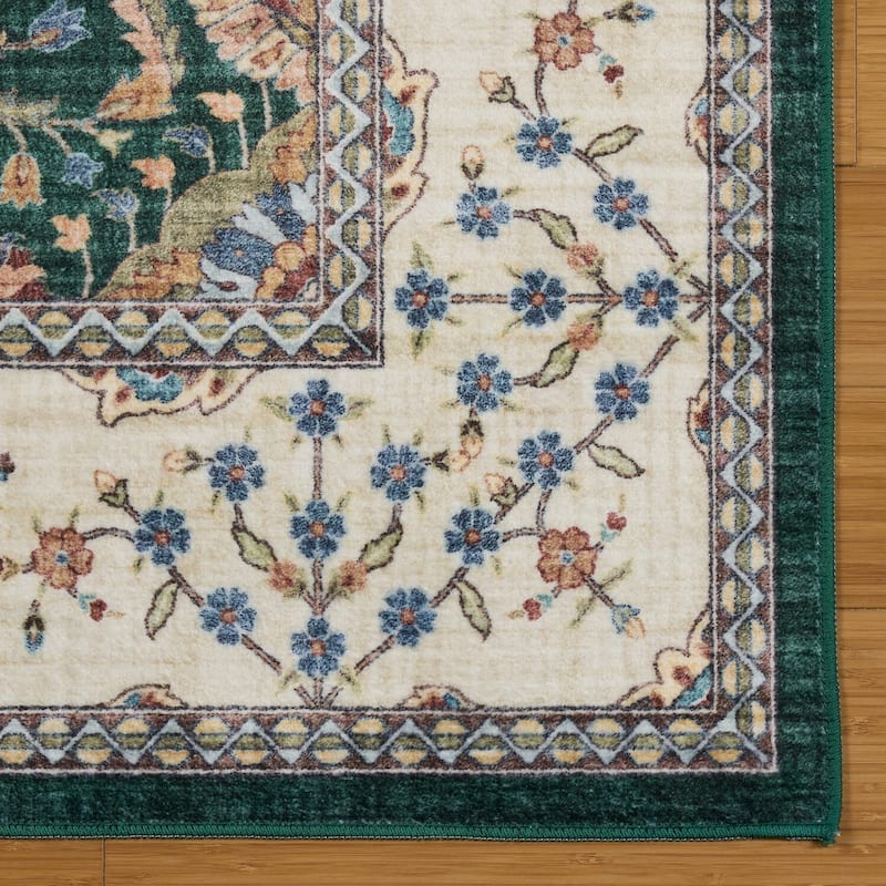 Licensed HGTV Everyday Chic Soft Flannel Zero Pile Printed Non-Slip Washable Indoor Area Rug