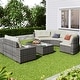preview thumbnail 5 of 25, 8-pieces Outdoor Wicker Round Sofa Set, Half-Moon Sectional Sets All Weather