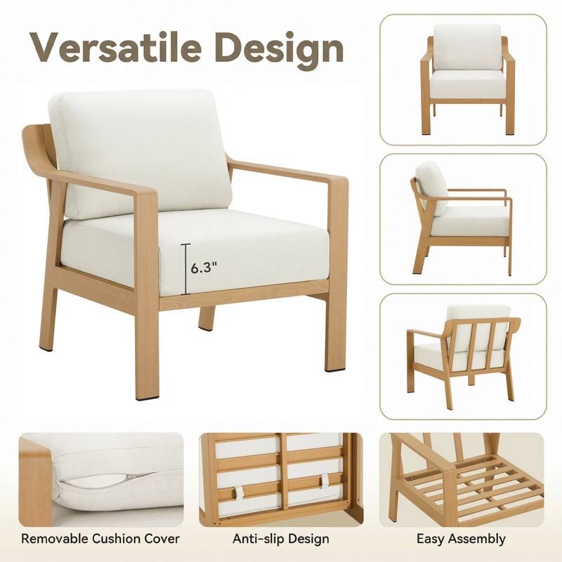 Spruce & Spring Outdoor Patio Furniture Set Aluminum Sofa Accent Chair