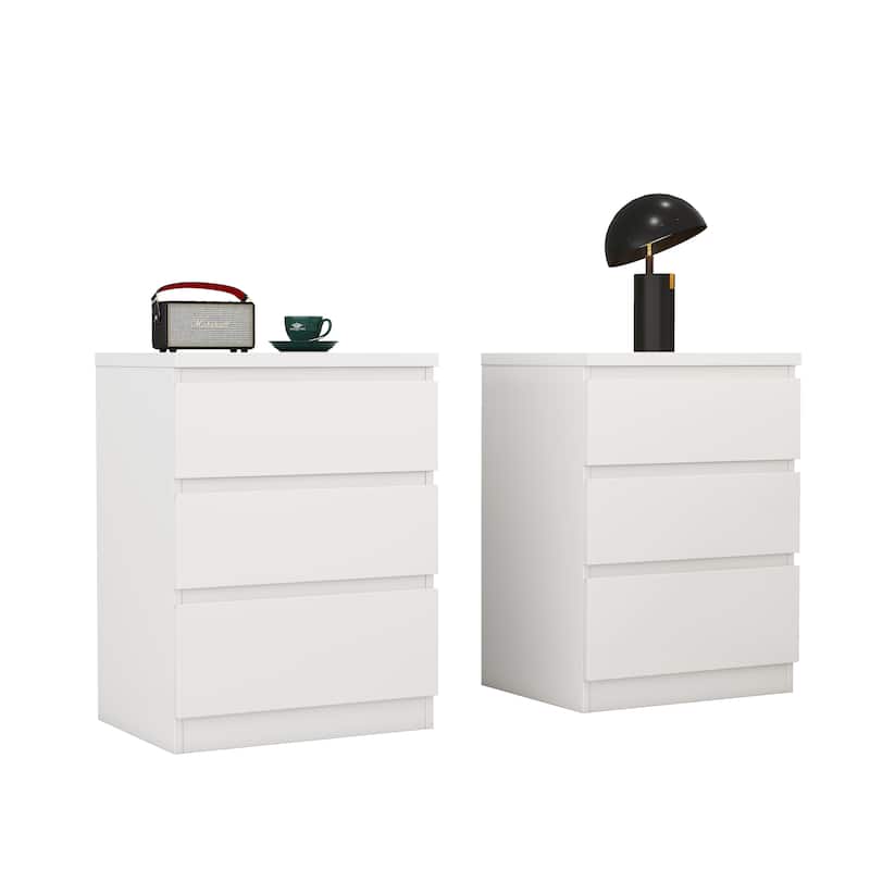 19.7"Nightstand with 3 Drawers,Set of 2,Beside Table with Drawers Handle Free Design,Thickened Top Plate,3 Drawer