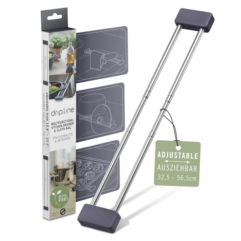 Sanni Shoo drip line Multifunctional Kitchen Drainer and Cloth Rail - Gray