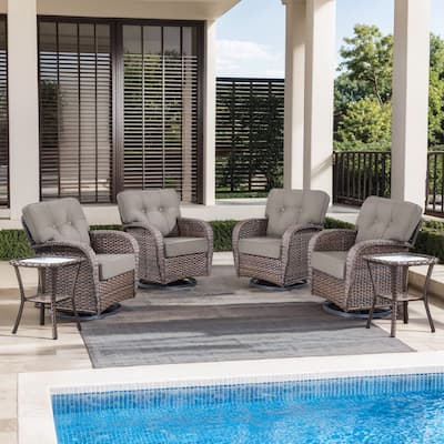Pocassy Outdoor Swivel Chair Set Patio Funiture Chairs