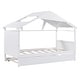 preview thumbnail 17 of 16, White Twin Size Solid Wood House Bed with Trundle and Storage for Kids